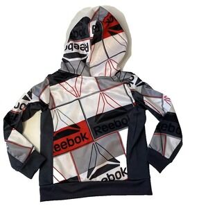Reebok Toddler SZ 2T Pullover Hoodie Sweatshirt Grey/Black/white/red with pocket